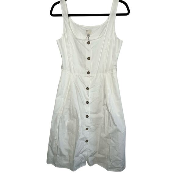A New Day White A Line Sundress NEW Button Front Pockets Size 6 Knee Length - Picture 2 of 11
